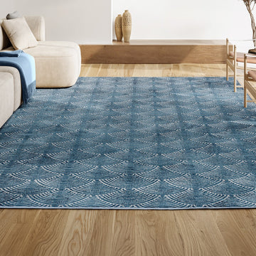 Porter Geometric Art Deco Fan Pattern High-low Area Rug